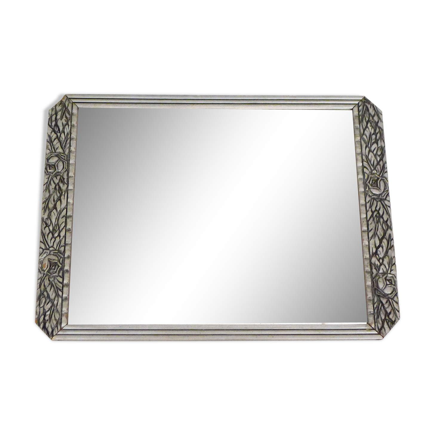 Large silver Art Deco mirror 53x40cm