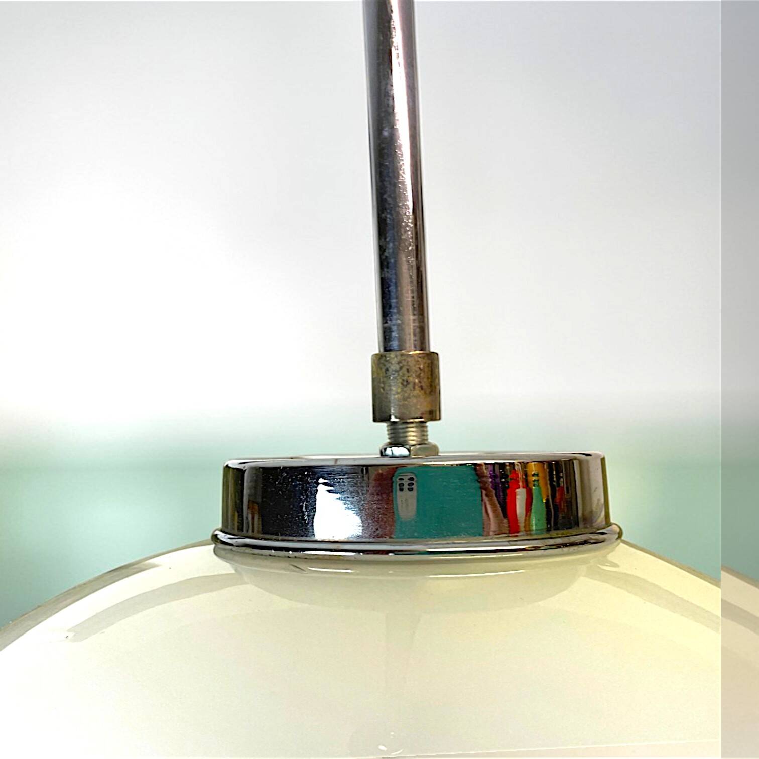 Art Deco oval white glass hanging lamp