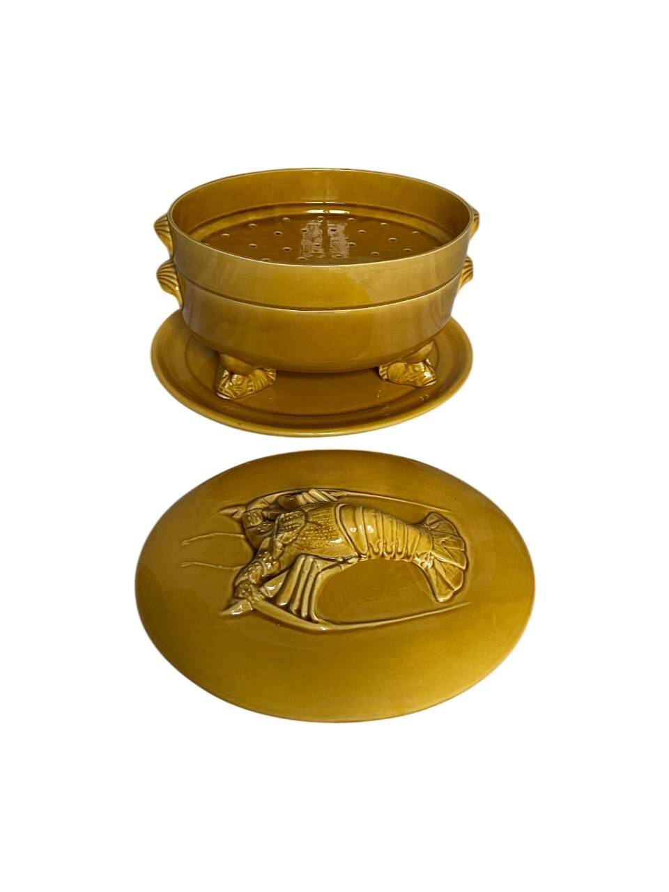 Fish kettle with lobster decoration in Proceram earthenware, 1970s