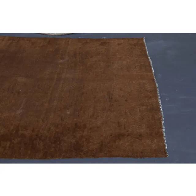 Vintage Turkish Hand-Knotted Wool Cotton Brown Kilim Area Rug 130x187