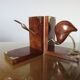 Pair of greenhouse pounds "heron" in wood and brass 70s