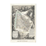Engraving illustration enhanced colors of the 86 departments and possessions of the France in 1852