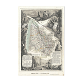 Gravure illustration réhaussée couleurs des 86 départements et possessions de la France en 1852