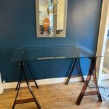 Smoked plexiglass and glass desk