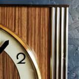 Vintage formica clock rectangular silent wall clock "Hermle gilded wood"