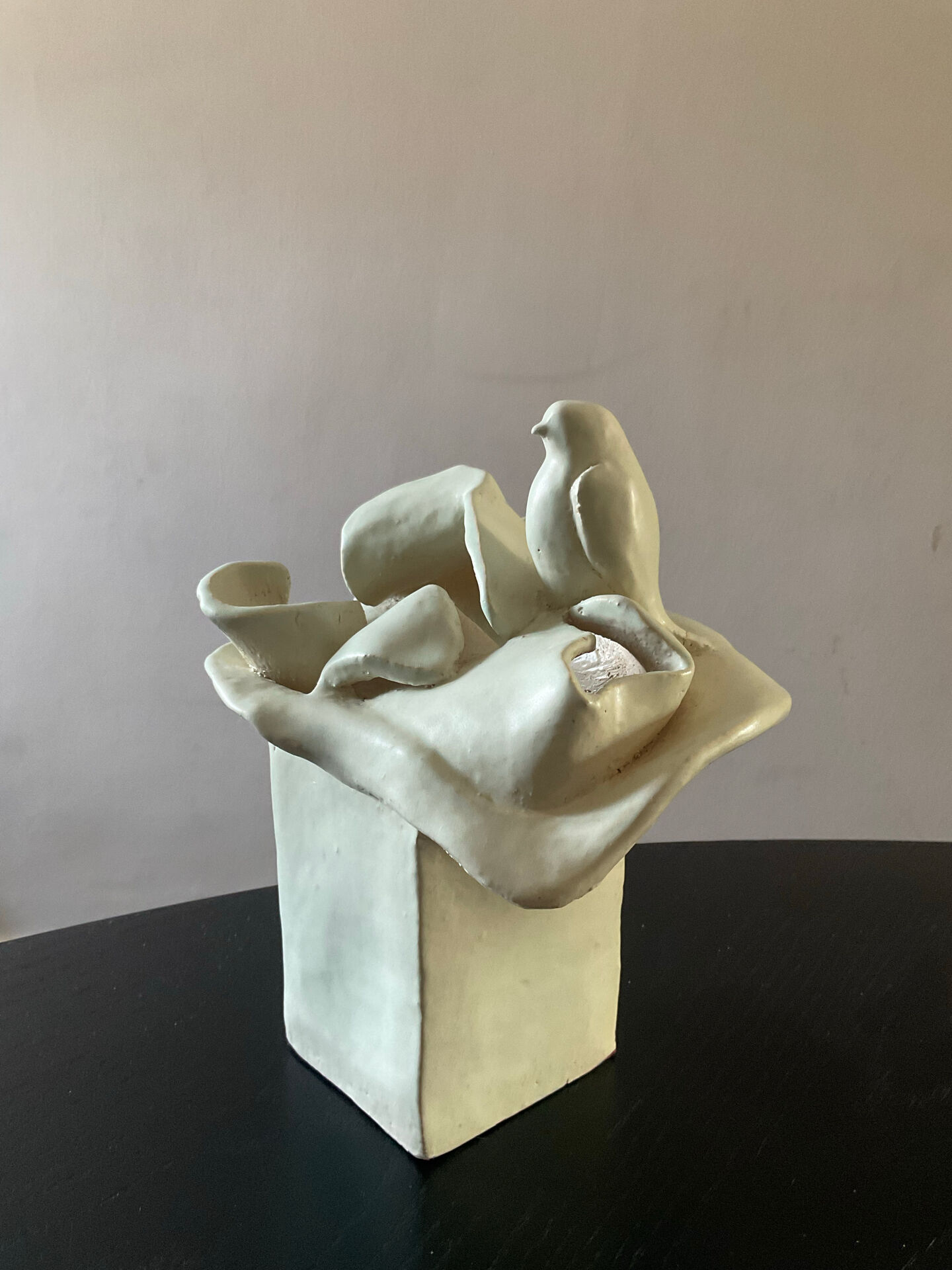 Vintage ceramic vase, glazed and signed.