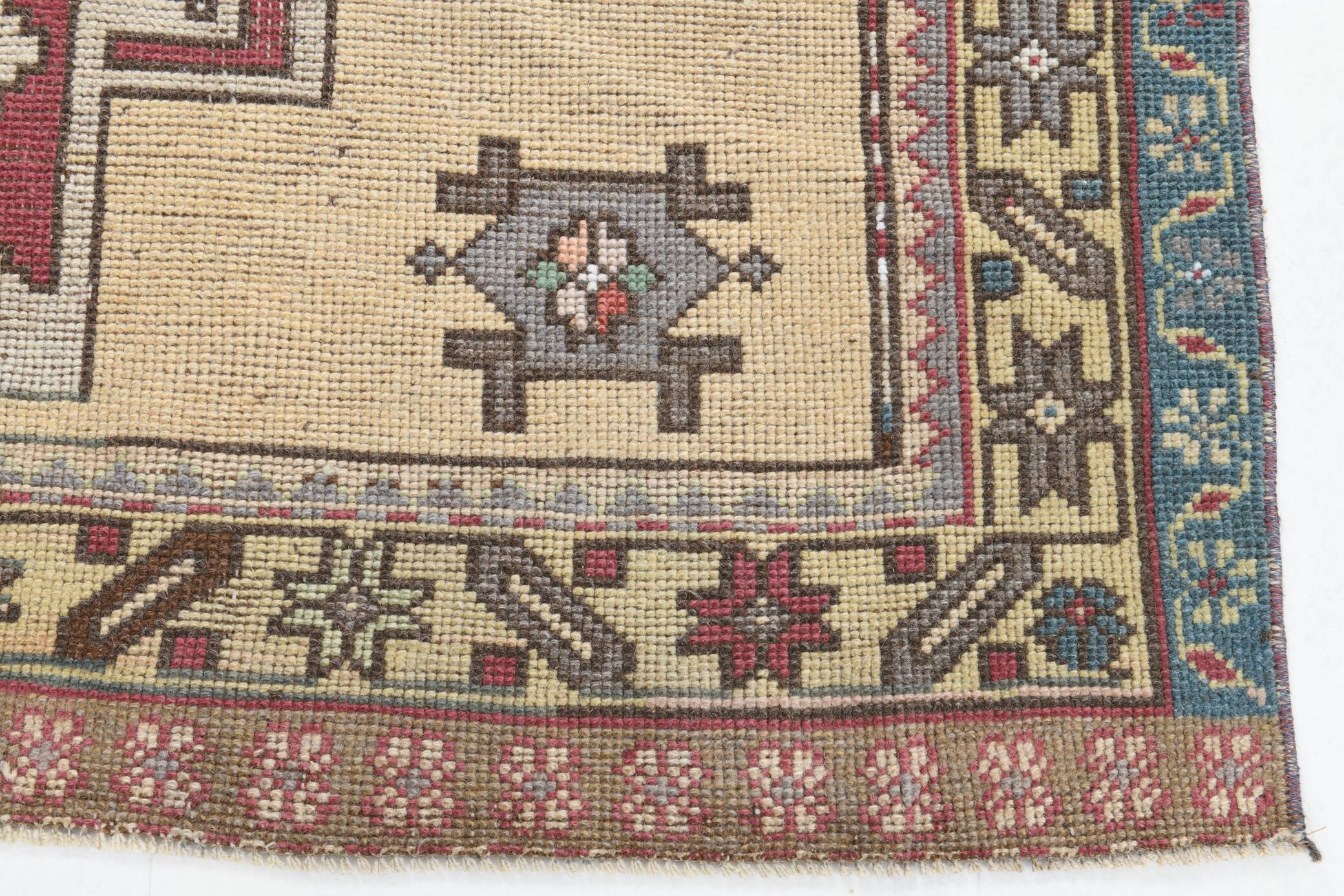 Light Yellow Red Modern Oushak Rug, 140x211Cm