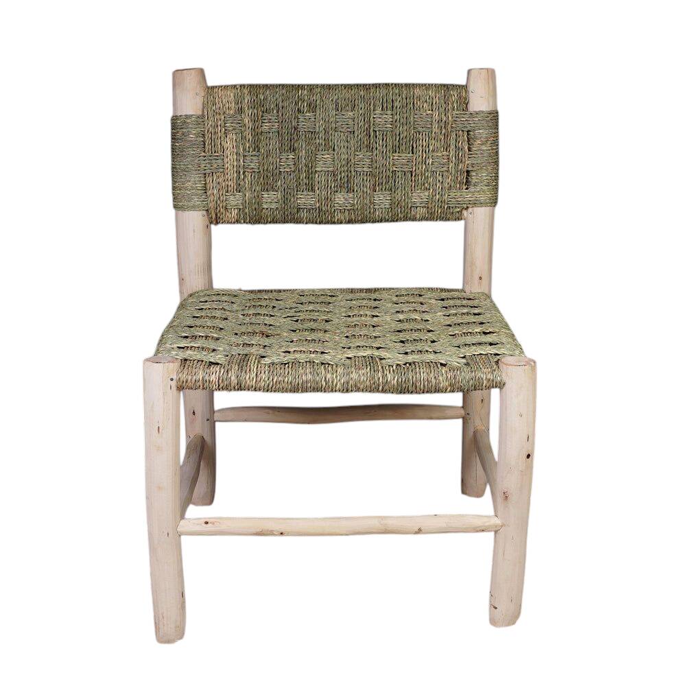 Moroccan handcrafted wooden armchair with rope seat