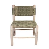 Moroccan handcrafted wooden armchair with rope seat