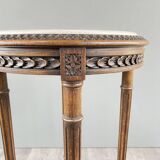 Louis XVI Style Pedestal Table, Carved Wood & Marble, Early 20th Century