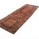 Tapis persan vintage rouge et noir 3x9, 103x287 cm