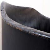 Pair of Artona armchairs in black leather by Afra and Tobia Scarpa for Maxalto