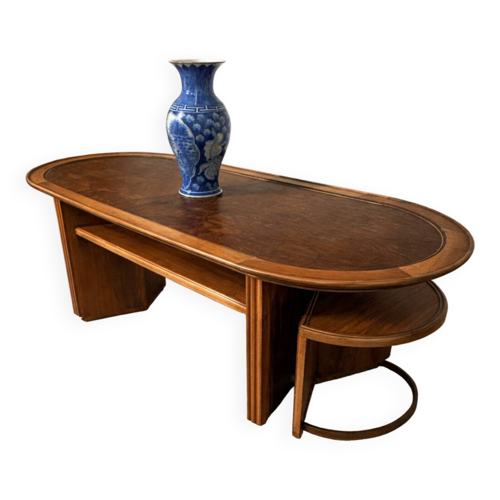 Oval Art Deco coffee table in rosewood, 1930s-1940s.