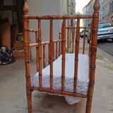 Charming wooden baby bed, 19th century style, faux bamboo