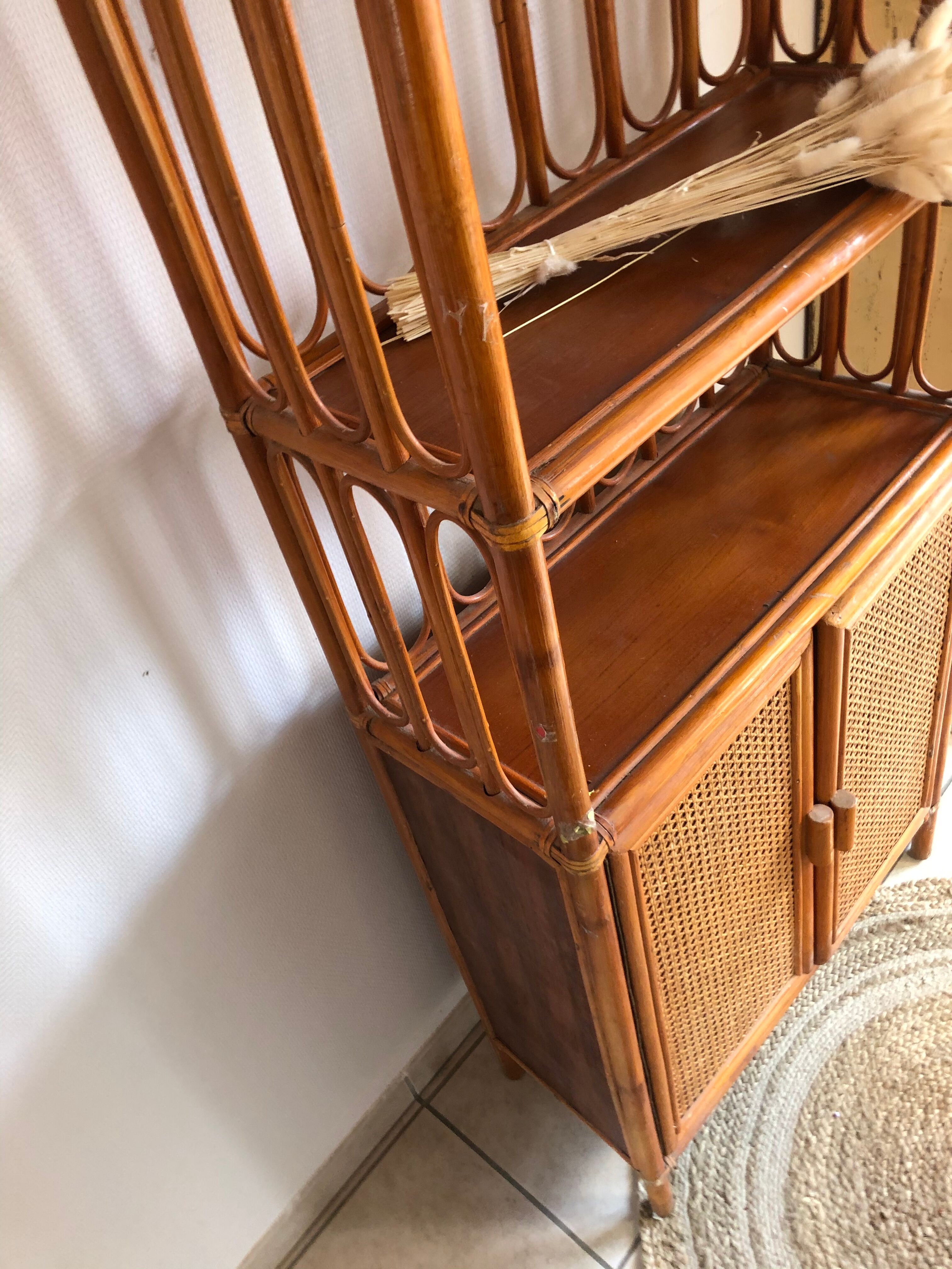 Vintage rattan shelf