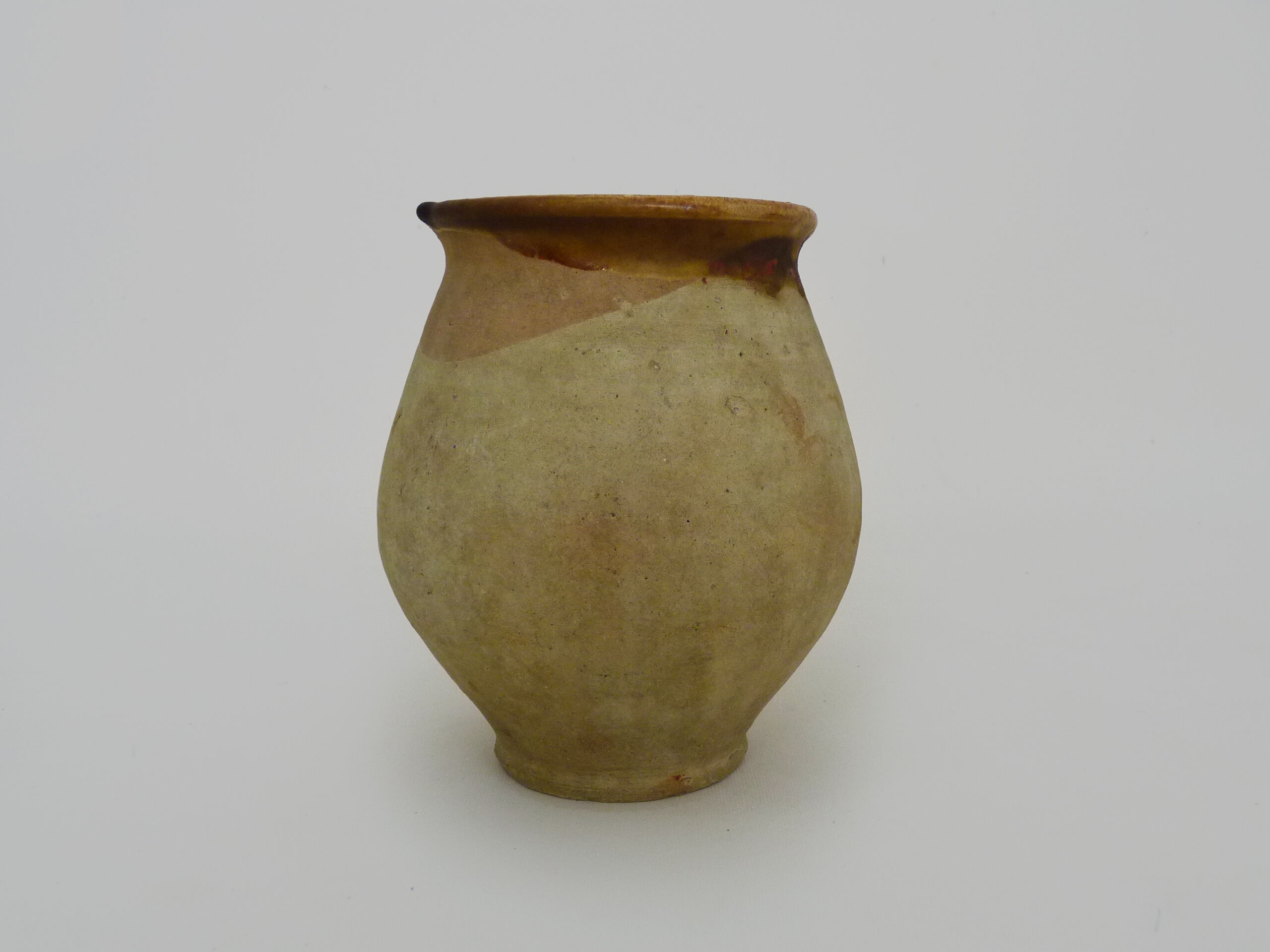 Pot in glazed beige brown terracotta, southwest of the France