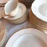 Service of 53 pieces of plates and dishes by Villeroy & Boch in cream and gold, model Saar.