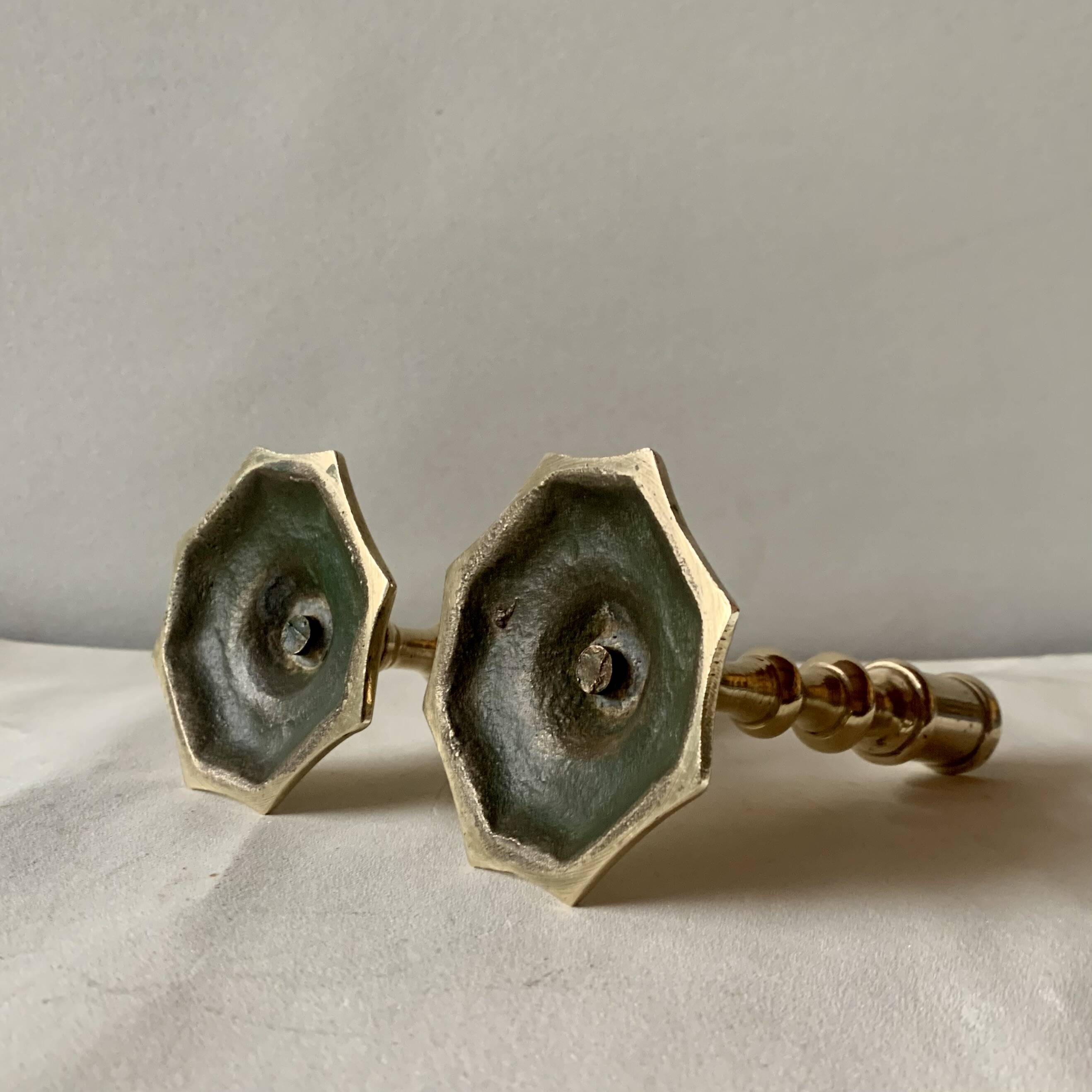 Pair of antique brass candlesticks