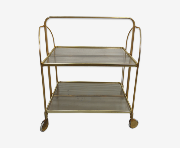 Desserte vintage doré et plexi pliante circa 1960