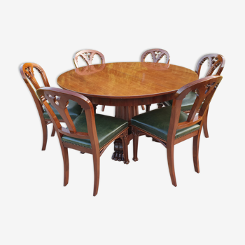 Table and 6 chairs in mahogany from Cuba Victorian era 1840