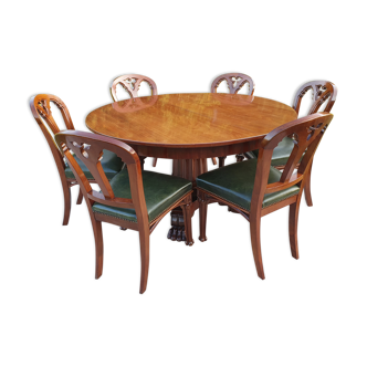 Table et 6 chaises en acajou de Cuba époque Victorienne 1840