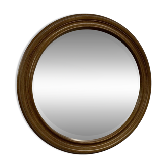 Antique round oak mirror