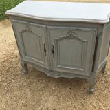 Louis XV style sideboard in cherry wood, revamped with Versailles parquet flooring