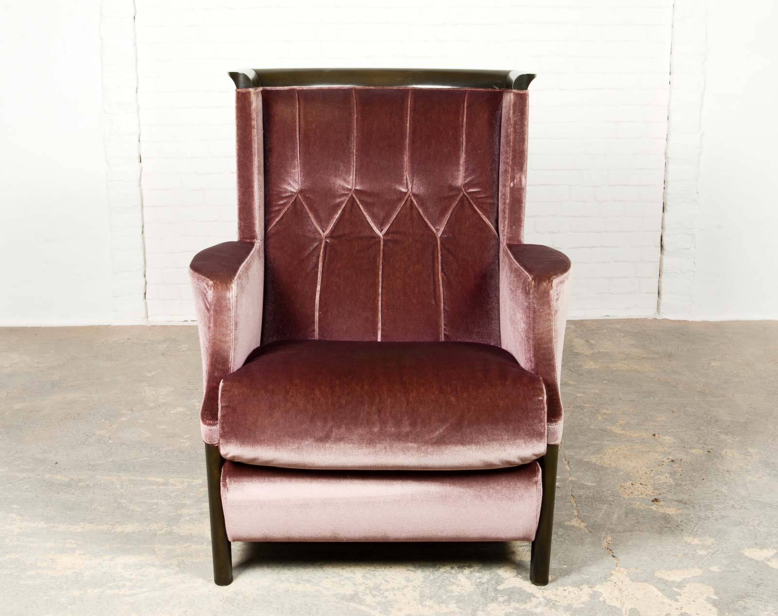 Italian Purple Velours Lounge Chair designed for Giorgetti, 1970s