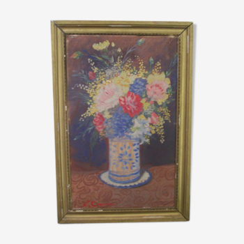 Old flower pot painting signed