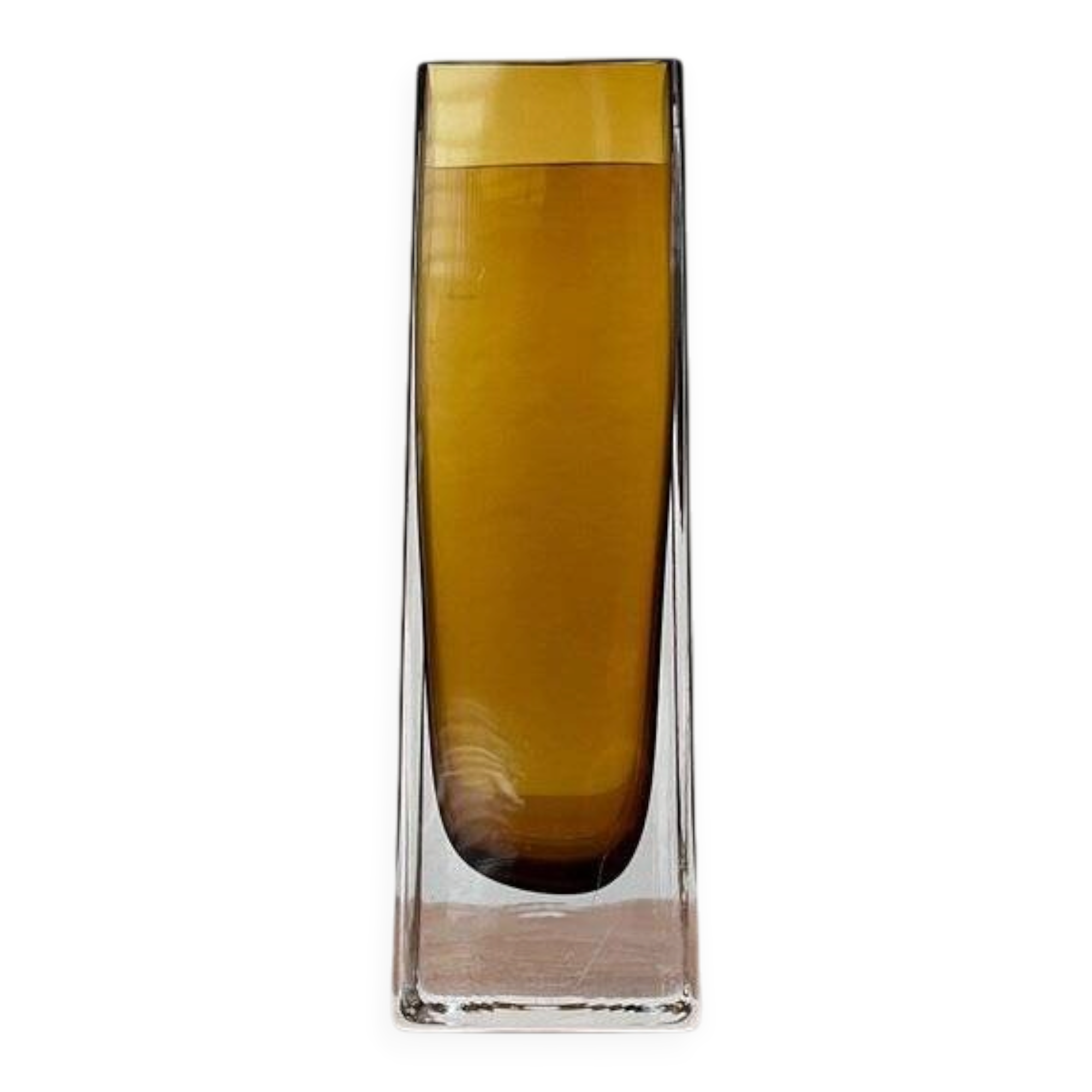Mid-century minimalist amber coloured glass vase, 1960s.