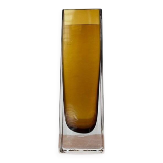 Mid-century minimalist amber coloured glass vase, 1960s.