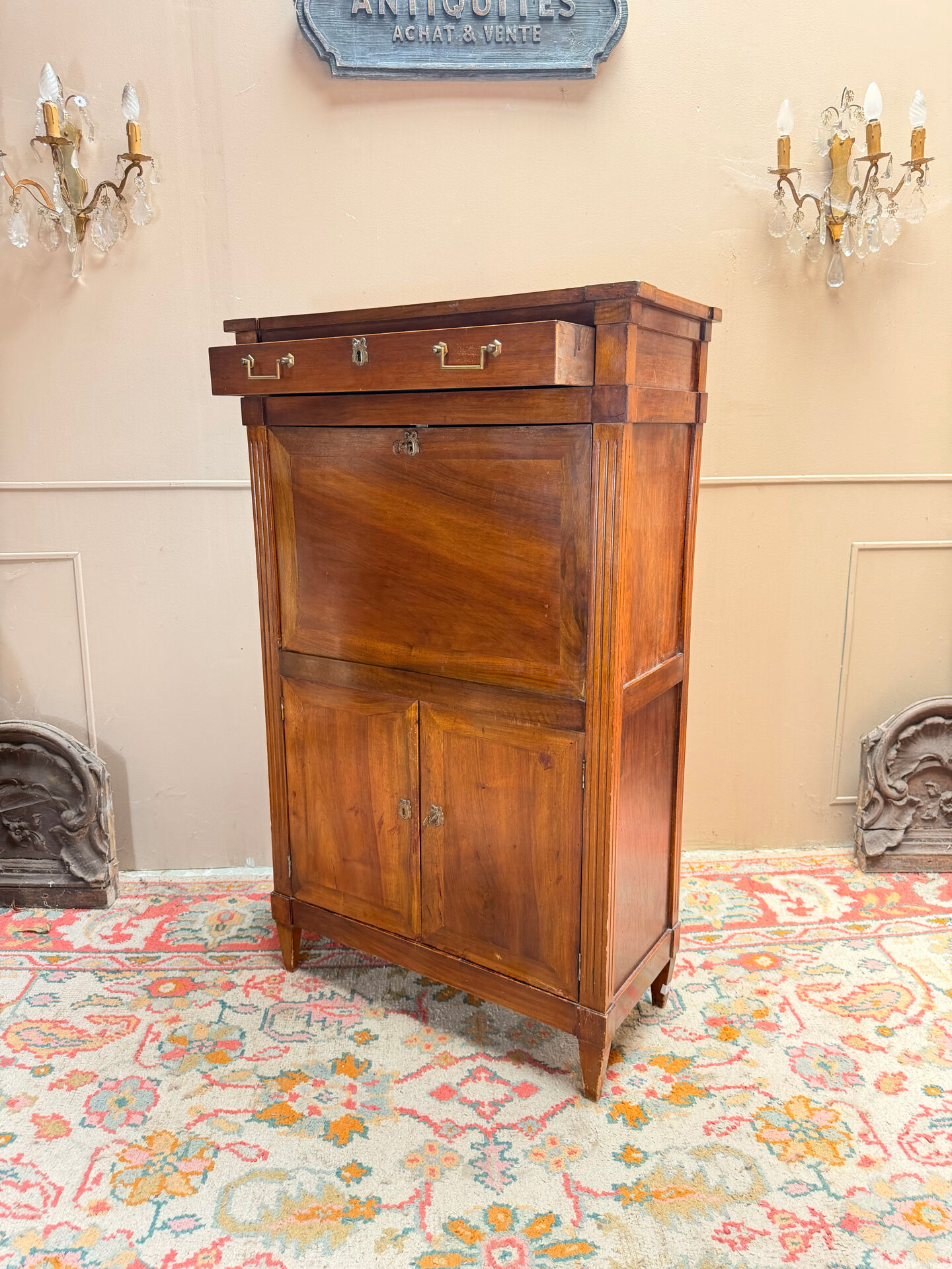 SECRETARY IN WALNUT IN LOUIS XVI STYLE 19TH CENTURY