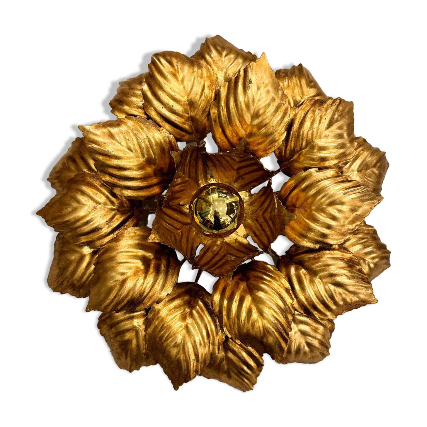 Large gold leaf flower applique