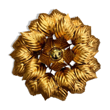 Large gold leaf flower applique