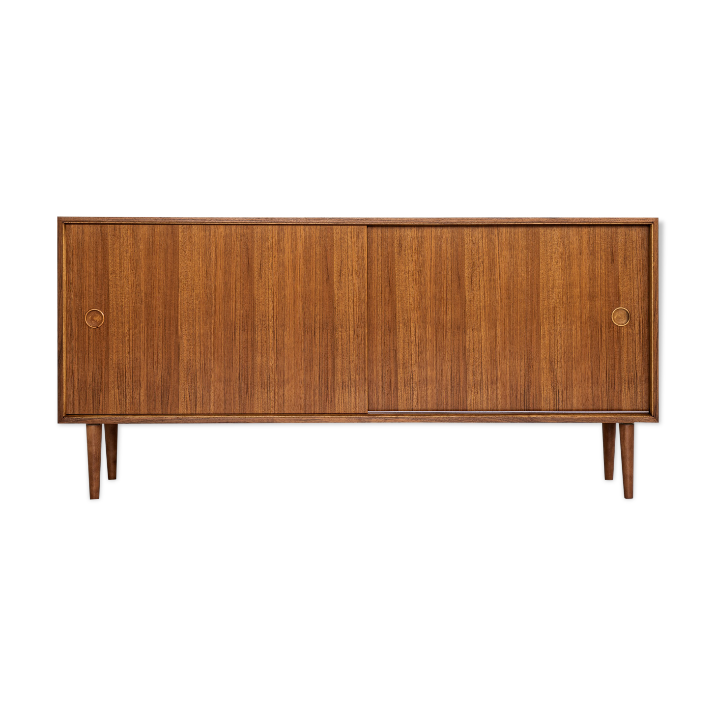 Midcentury sideboard in cherry wood with 2 sliding doors 1960s
