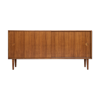 Midcentury sideboard in cherry wood with 2 sliding doors 1960s