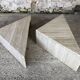 Pair of triangular coffee tables in travertine, Italy circa 70 / 80