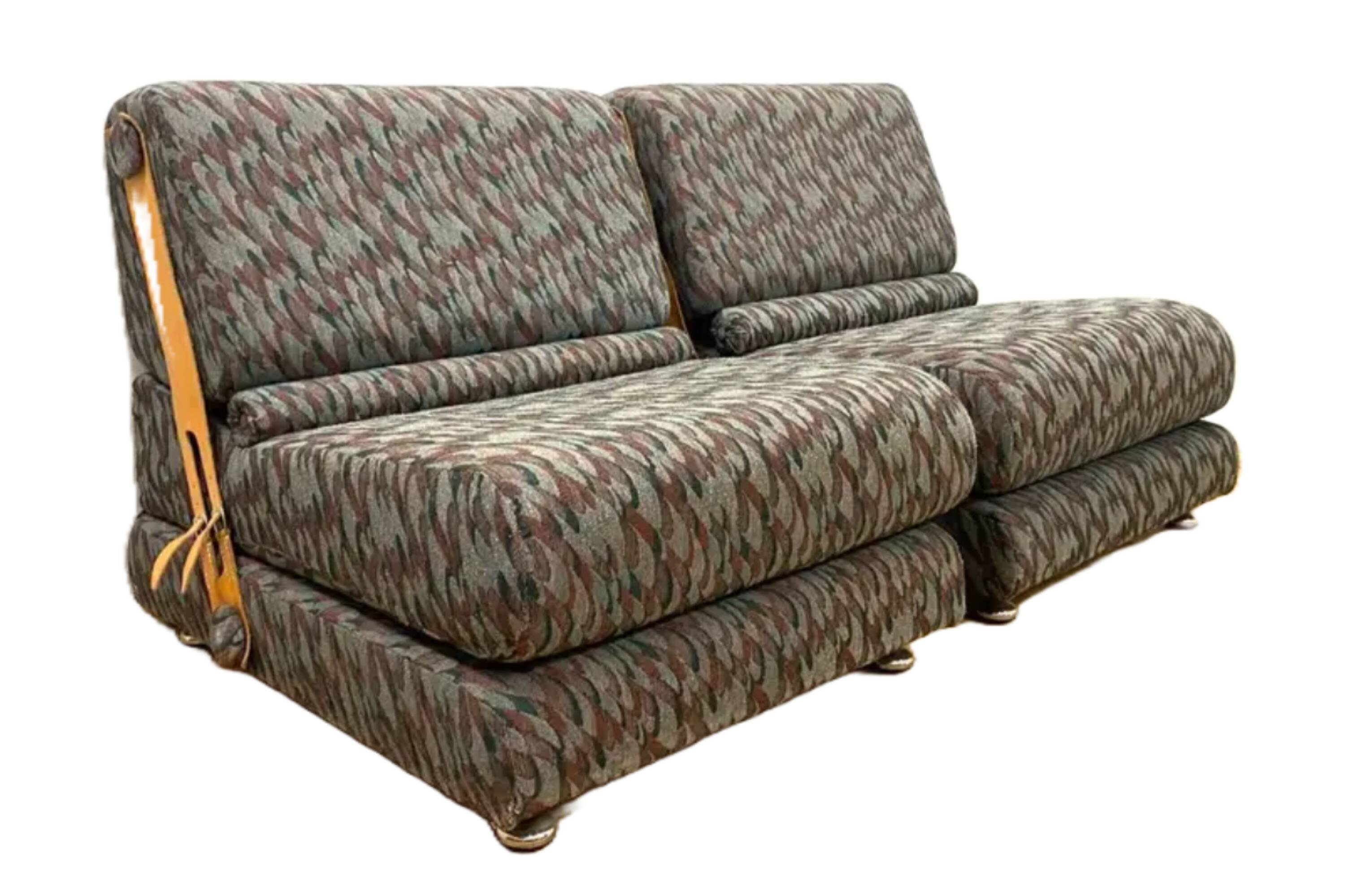 Mid-Century Folding Two-Seat Sofa, 1970s, Czechoslovakia