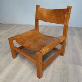 Elm and leather armchair Maison Regain
