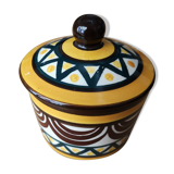 hand-decorated faience sugar bowl