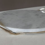 Oval cheese platter in marble and silver