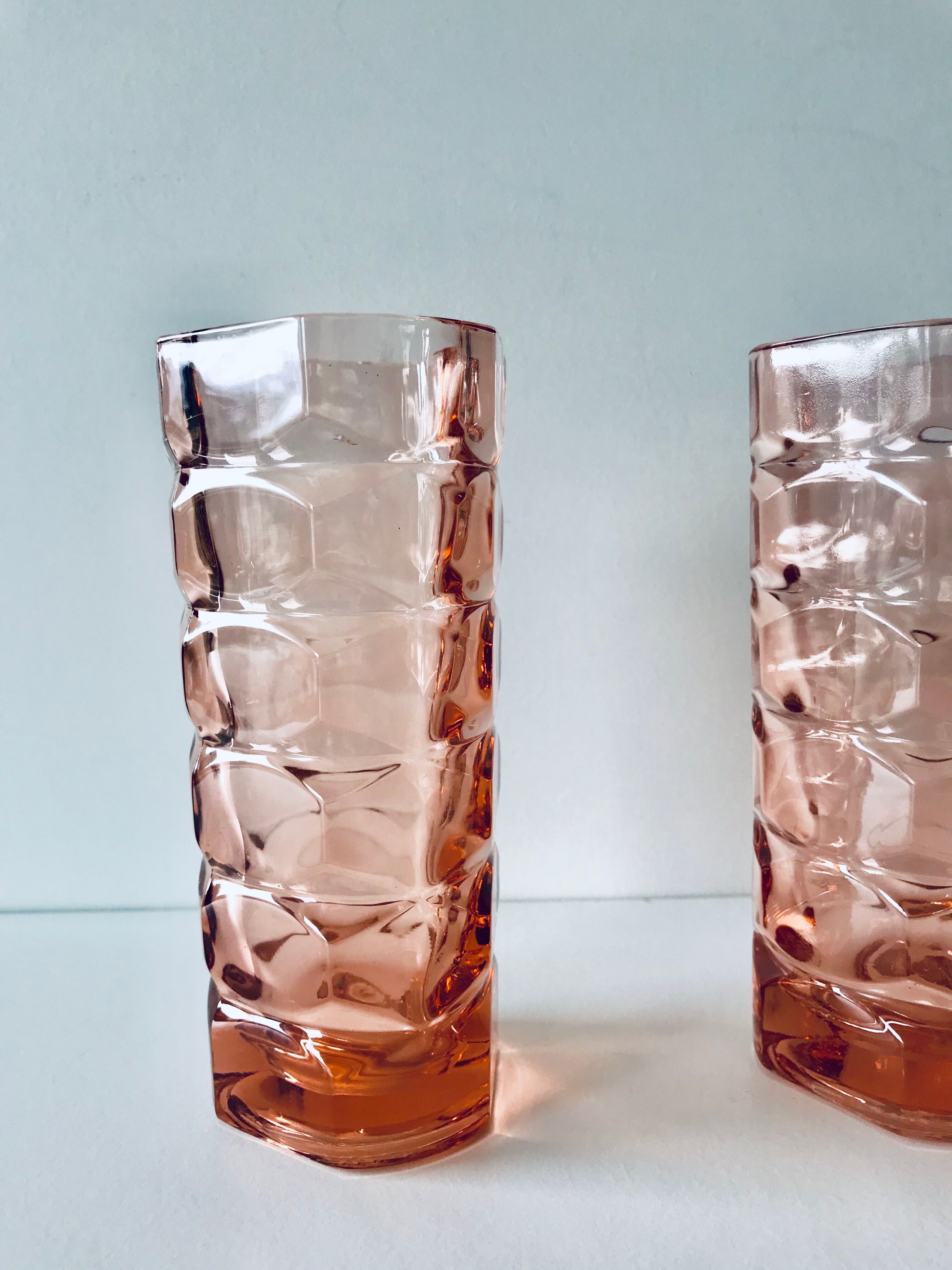 Pair of pink glass vases