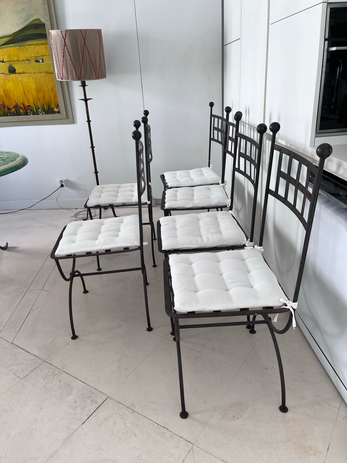 Set of 6 wrought iron chairs