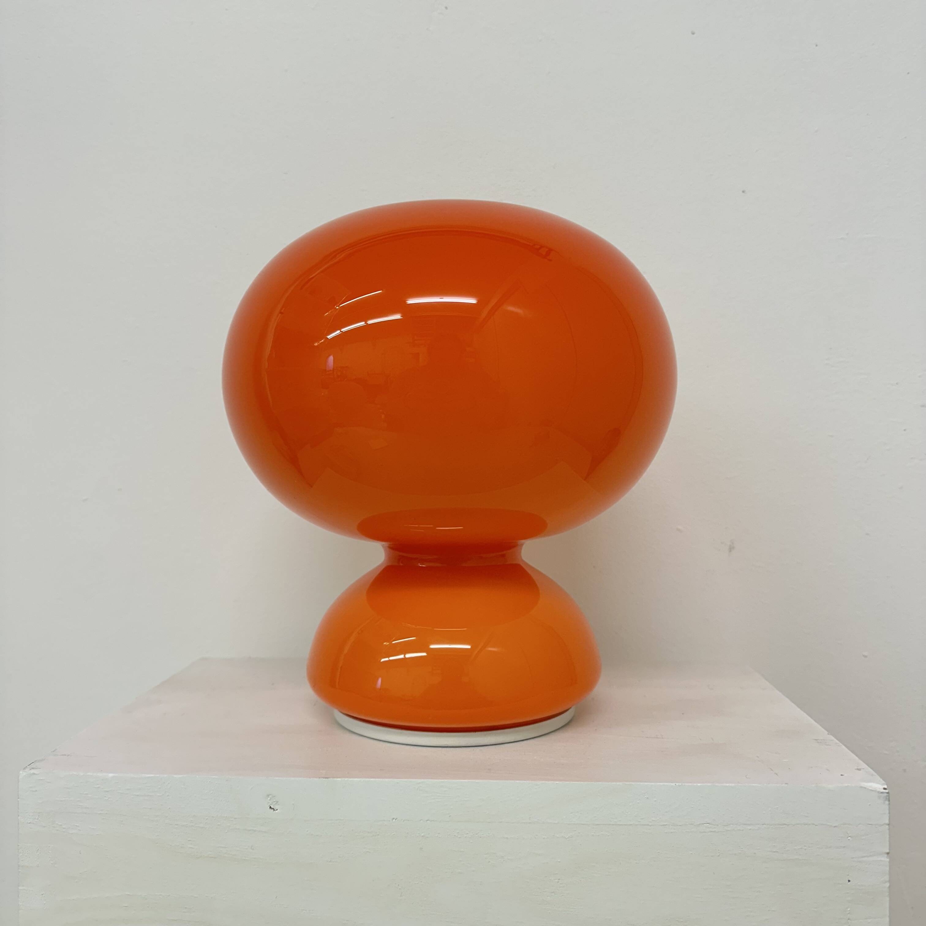 Space age orange glass table lamp , 1970s
