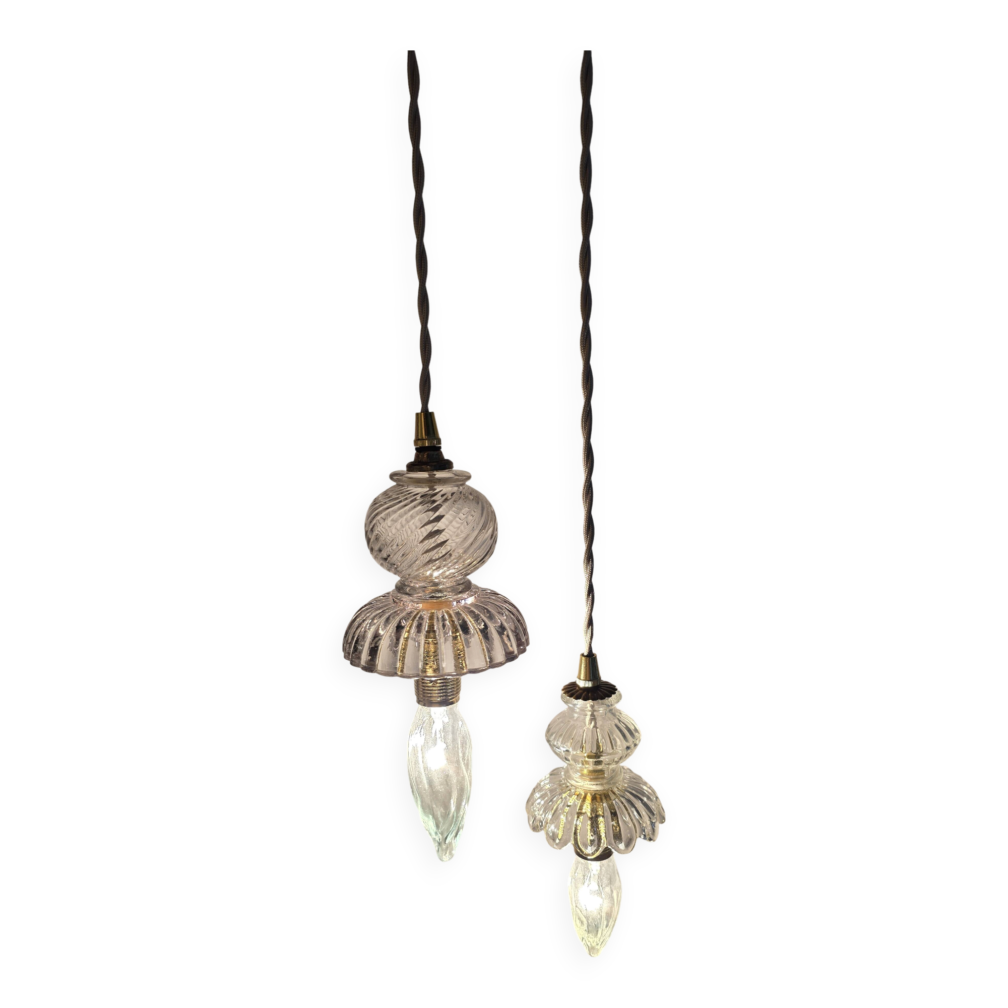 Suspension double en verre inspiration Murano