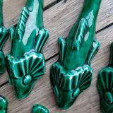 Vintage faience knife holder fish and dogs