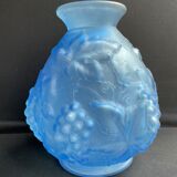 Blue Art Deco vase signed Etaleune Paris France