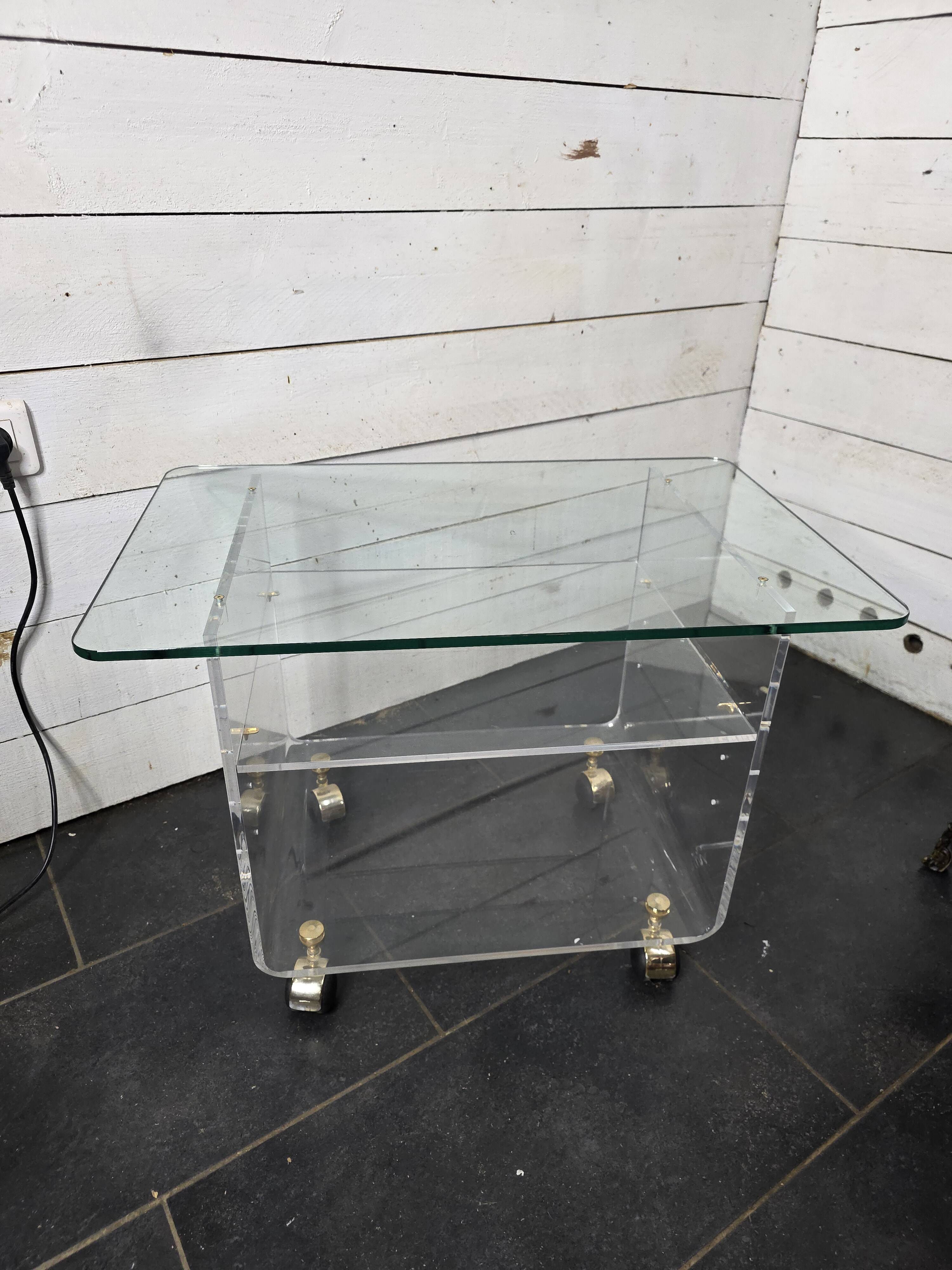 Vintage Plexiglas and Glass Coffee Table by David Lange 1970s