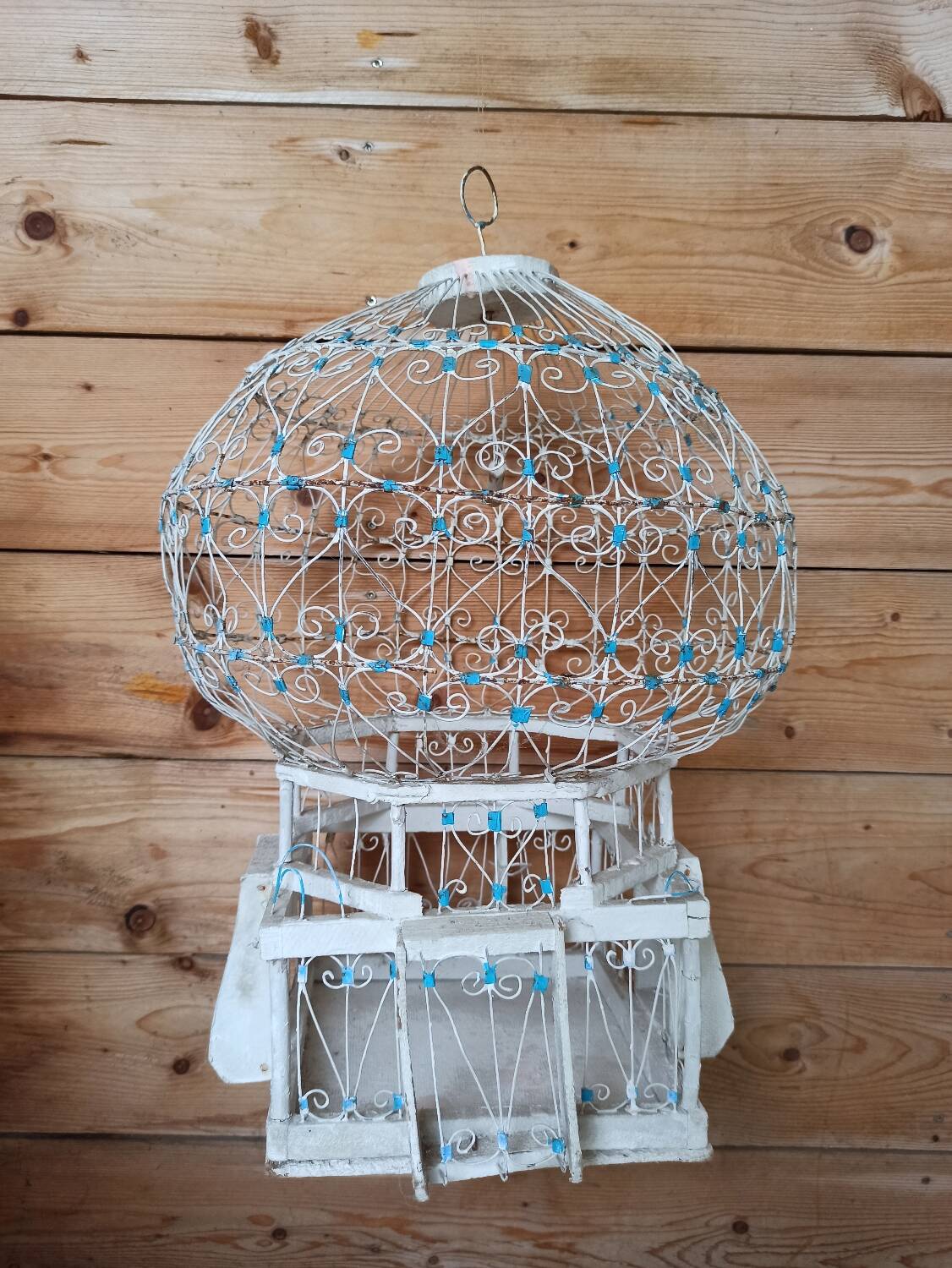 White retro bird cage
