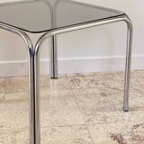1970s coffee table glass and chrome steel